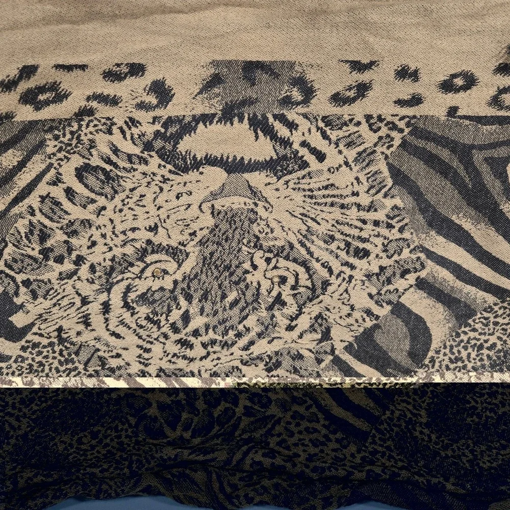 Unbranded Animal Print Shawl with Fring Neckline